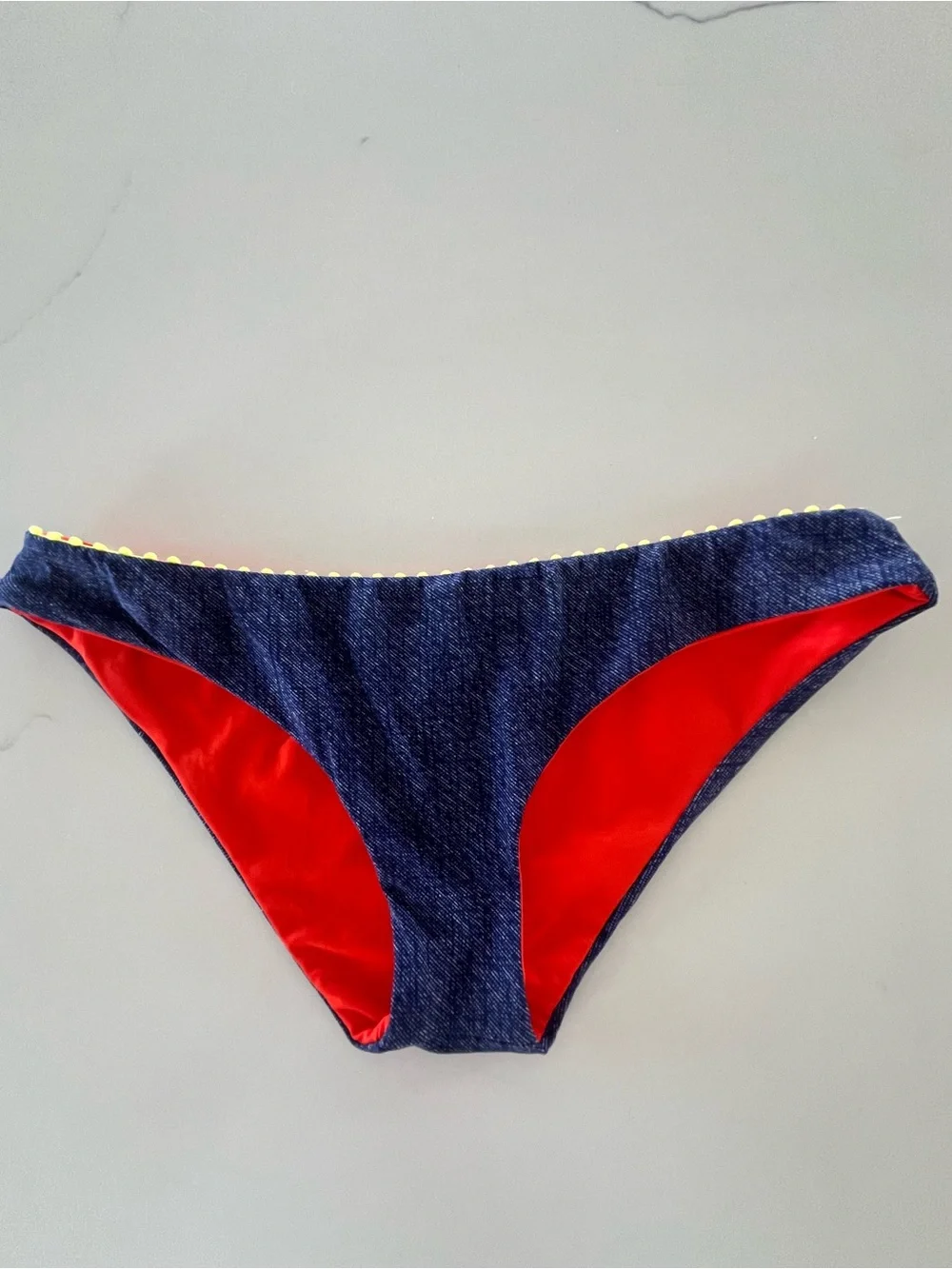 L*Space Faux Denim Blue Bikini Bottom Size Small